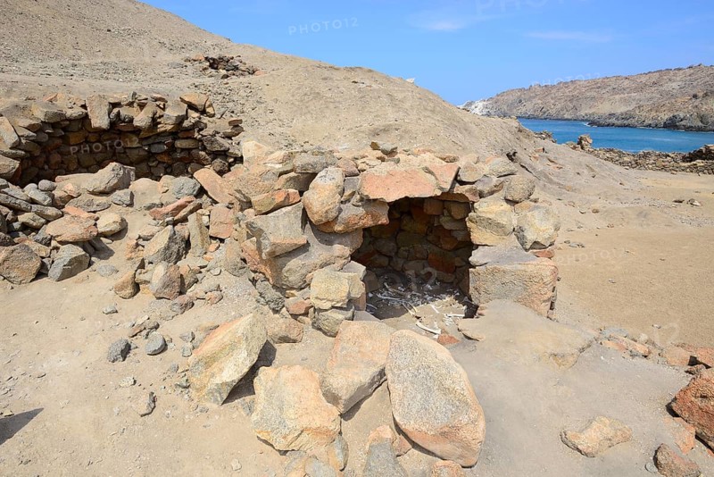 Human bones in the Inca ruins of Quebrada de la Huaca