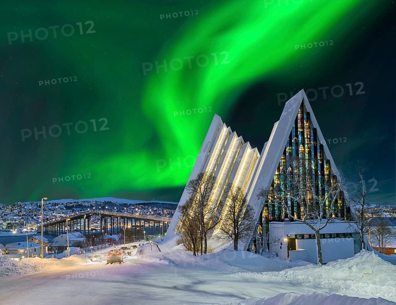 Arctic Sea Cathedral Winter Northern Lights Tromso Norway