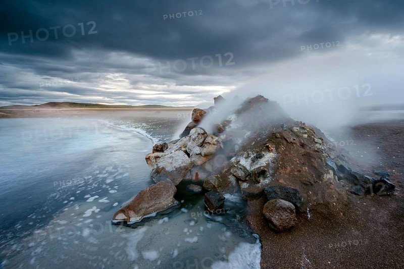Steaming mud volcano