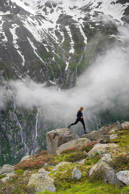 Mountain landscape in fog
