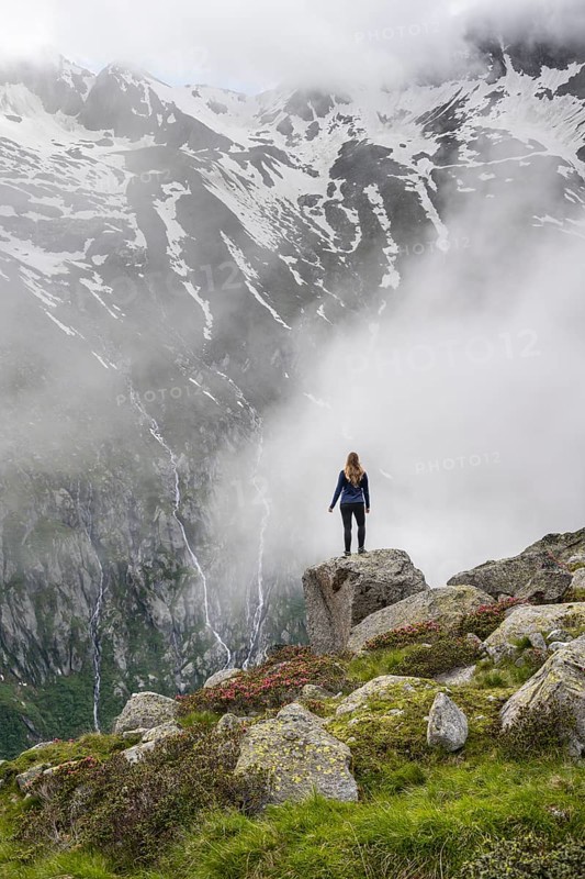 Mountain landscape in fog