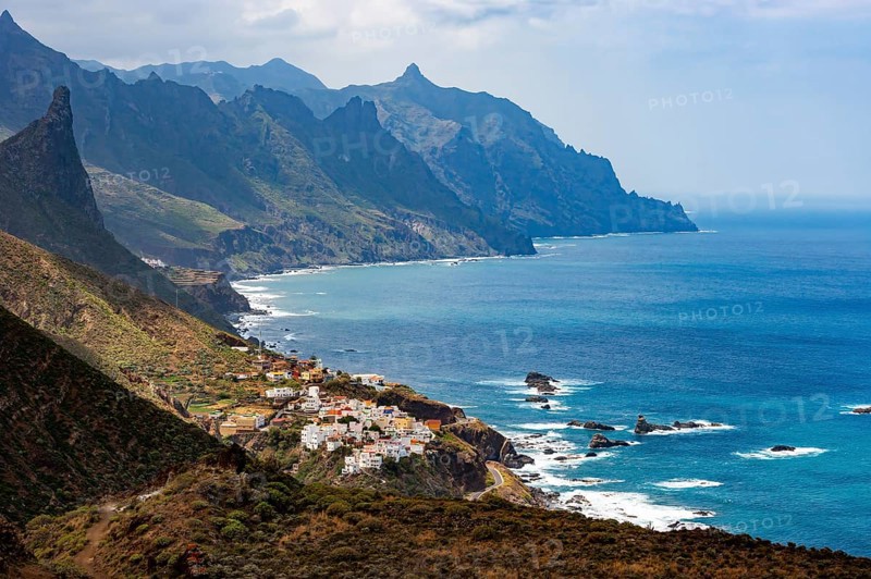 Coastal road with cliffs near the village of Almaciga