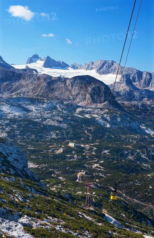 Panoramic view to the mountain station Gjaid and to the Hohen Dachstein