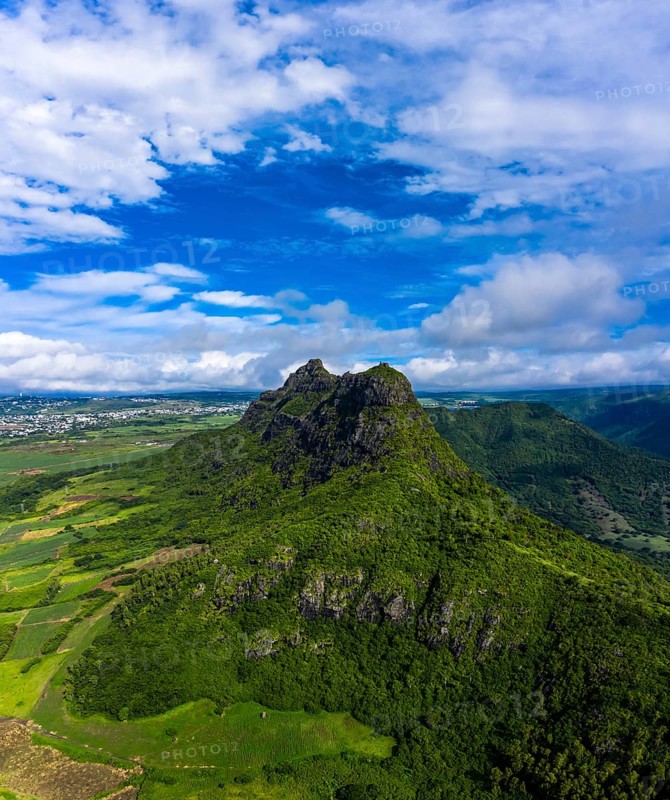Aerial view of Mont du Rempart with Trois Mamelles