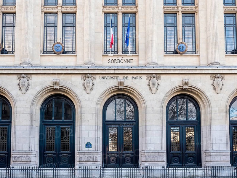 Facade and entrance to the Sorbonne University building