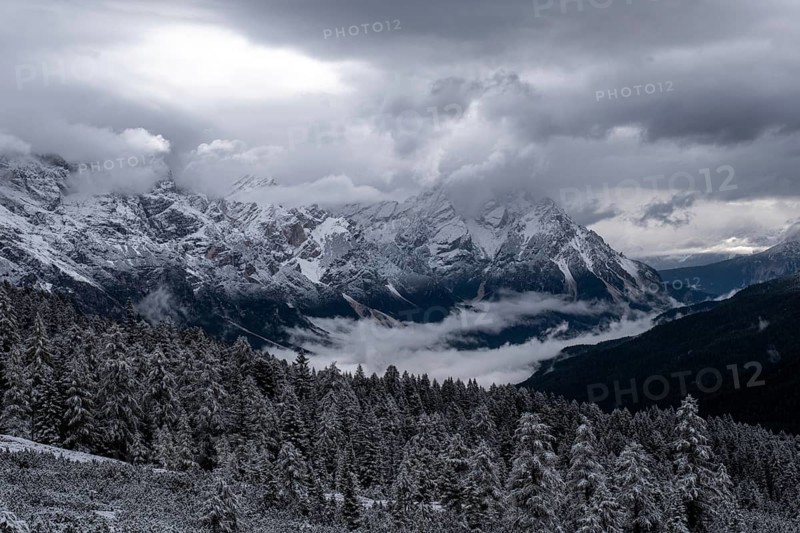 Winter landscape in the mountains of the Dolomites