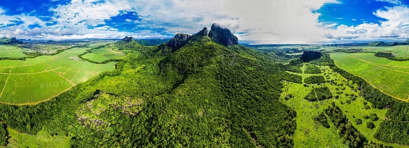 Aerial view of Mont du Rempart with Trois Mamelles