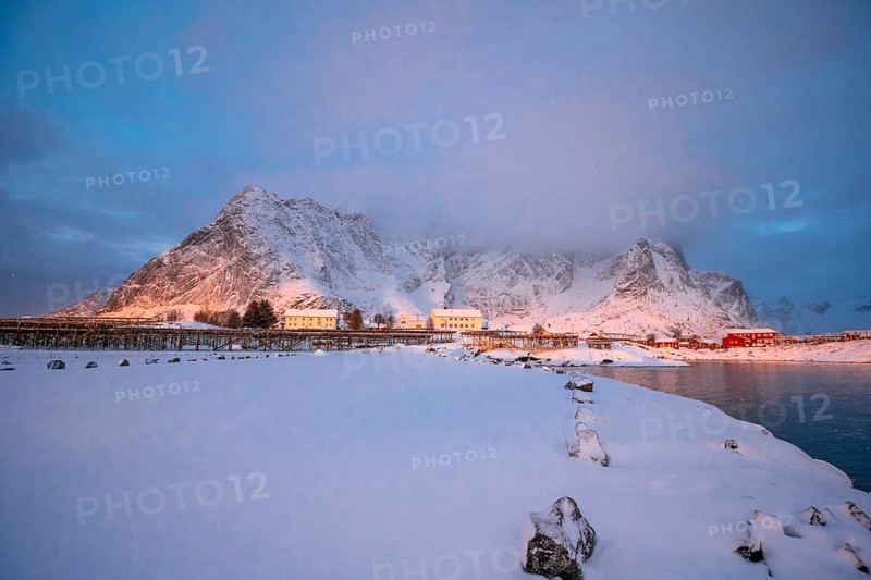 Winter atmosphere early in the morning in the fishing village