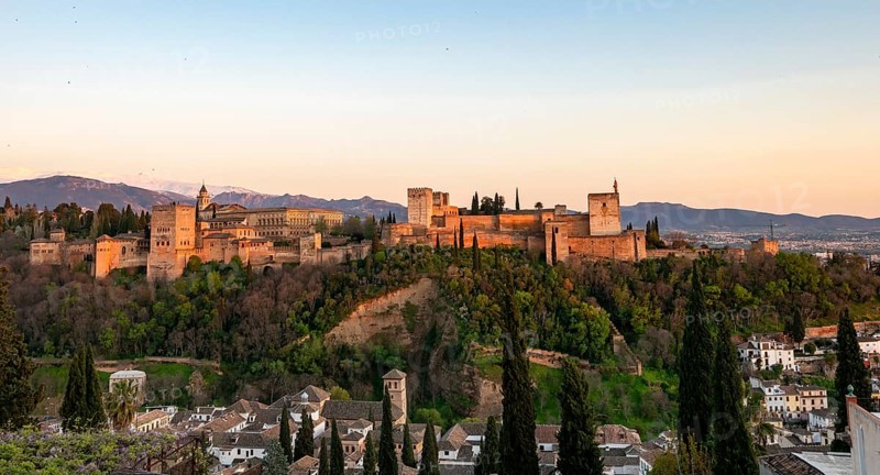 Alhambra on the Sabikah hill at sunset