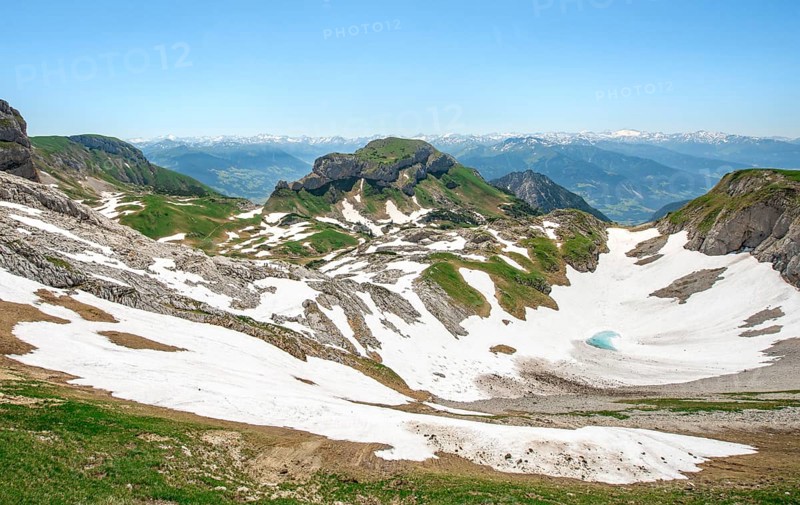 Mountain landscape with residual snow