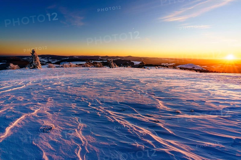 Panoramic view from Wasserkuppe in south direction in winter