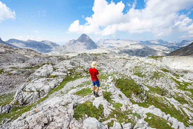 Hiker looks into the distance