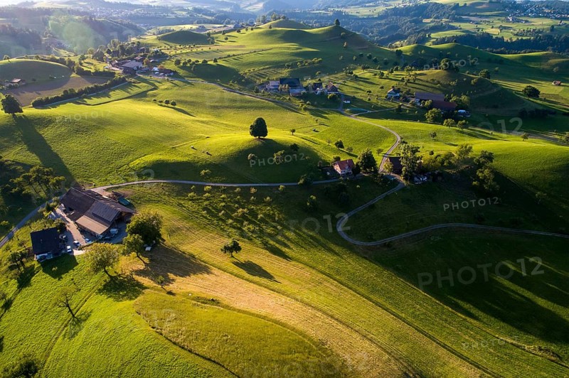 Agricultural landscape with drumlins