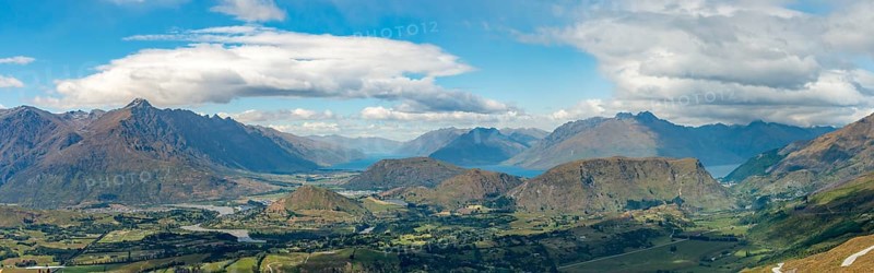 View of the surrounding mountains with The Remarkables mountain range and Lake Wakatipu