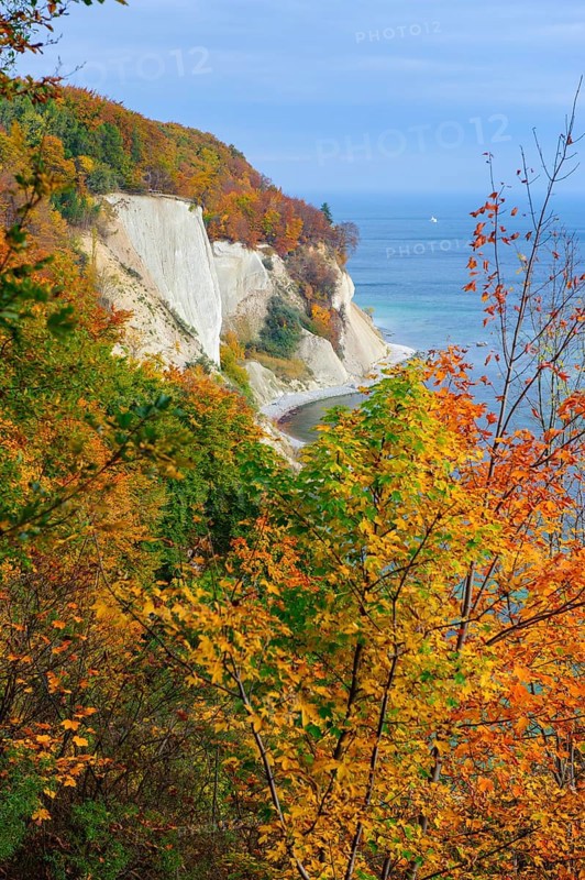 View of the chalk cliffs in the Jasmund National Park on Ruegen