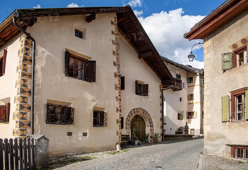 Village street with typical houses