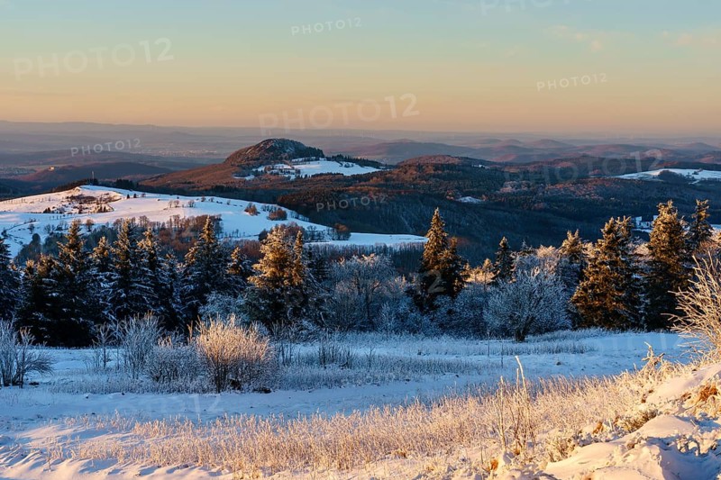 Panoramic view from Wasserkuppe in southwest direction in winter
