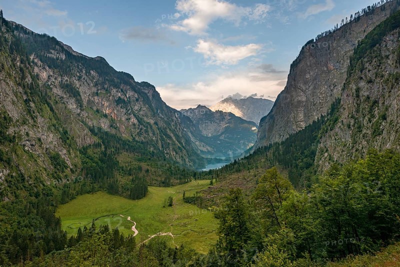 View of the Obersee and Koenigssee from the Roethsteig