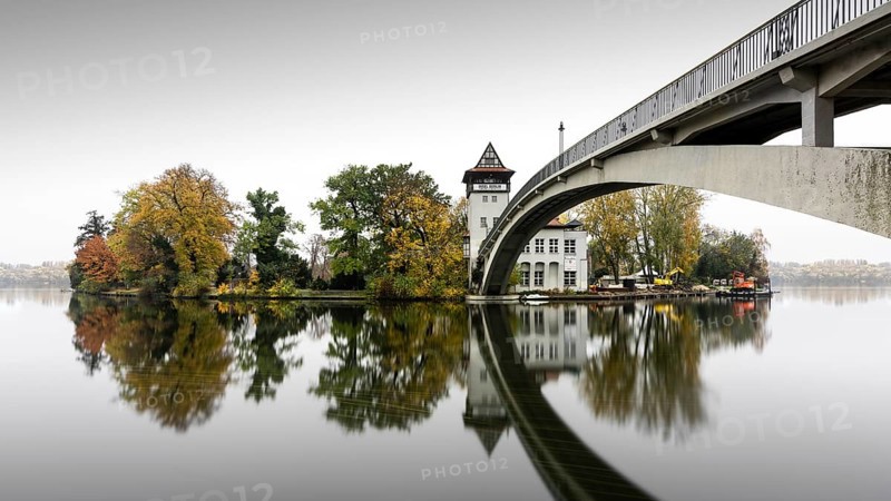 Autumn Island of Youth with Abbey Bridge in Treptower Park