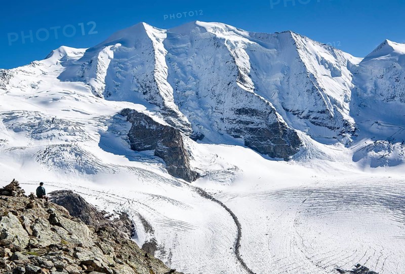 Viewpoint on the Diavolezza with Piz Palue and Persgletscher