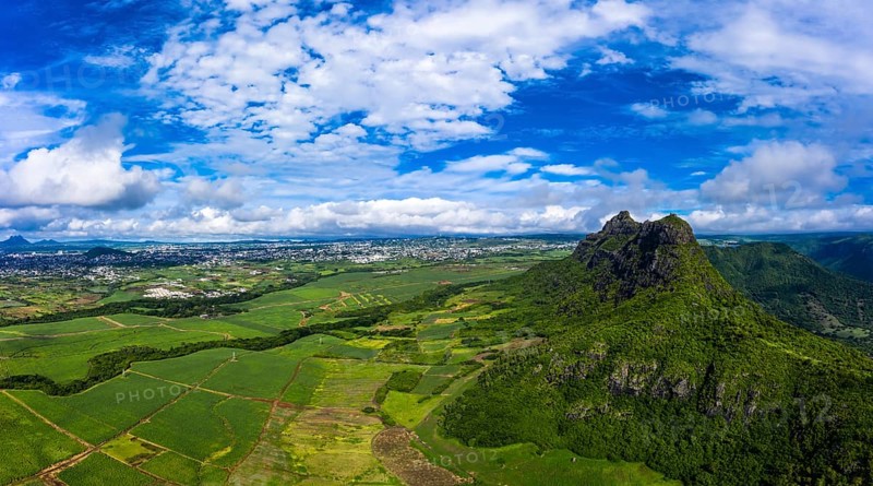 Aerial view of Mont du Rempart with Trois Mamelles
