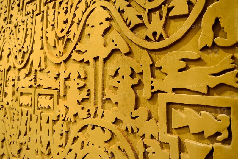 Relief of the wall made of mud brick