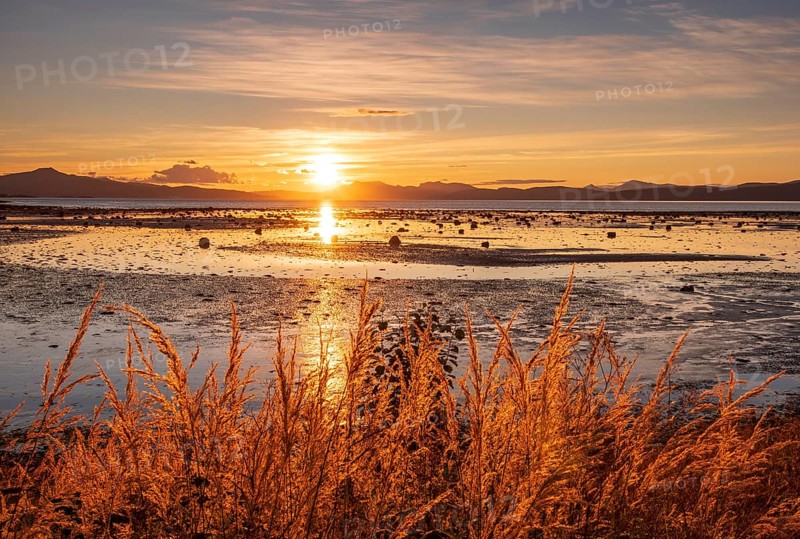 Sunset over a fjord