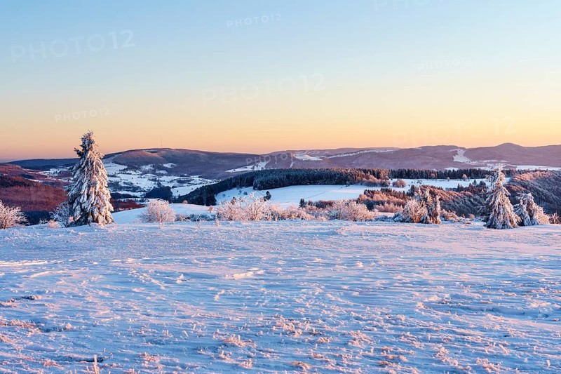 Panoramic view from Wasserkuppe in south direction in winter