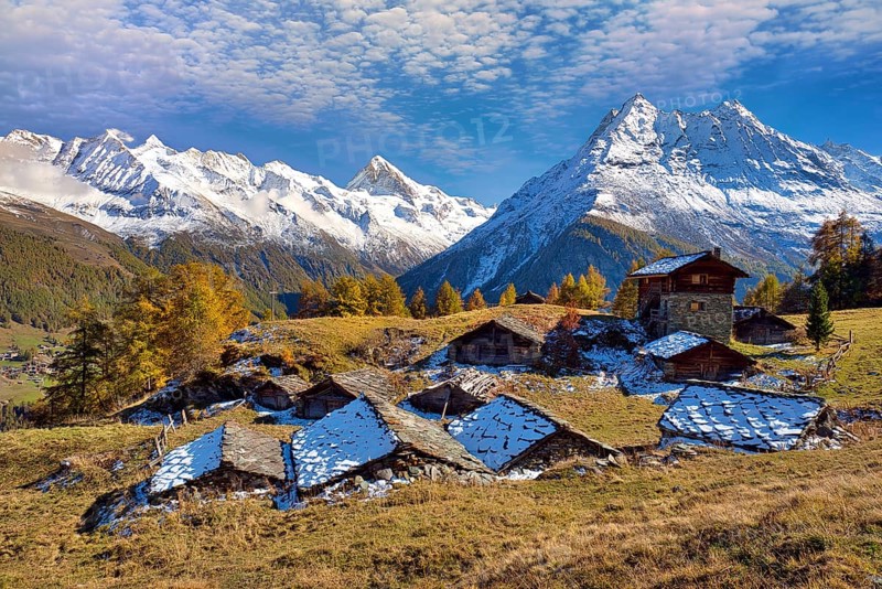 Alpine huts in Val d'Herens
