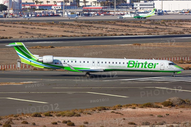 A Bombardier CRJ-1000 aircraft of Binter with the registration number 9H-MOX at Gran Canaria Airport