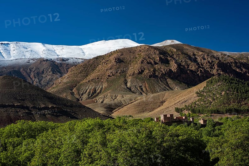 Mountain landscape with snow-covered mountain