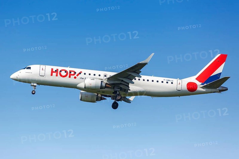 An Embraer 190 the Hop! Air France with the registration number F-HBLG at EuroAirport Basel Mulhouse