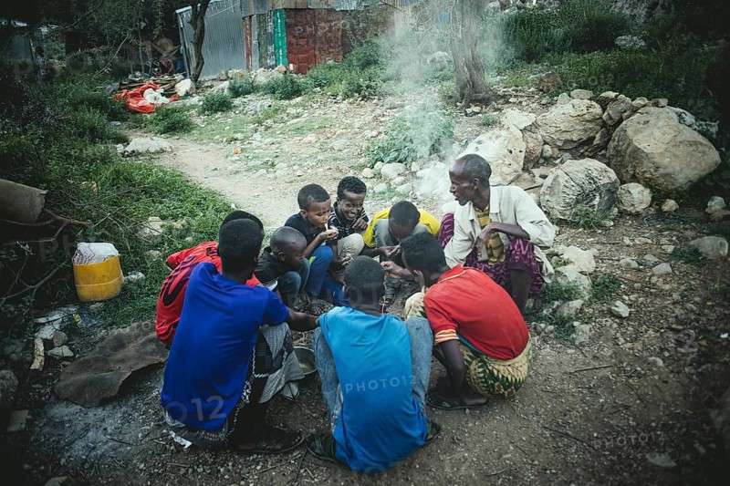 Incense farmer Said with the children of the extended family at communion