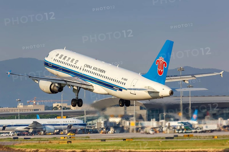 An Airbus A320 aircraft of China Southern Airlines with registration number B-6815 at Guangzhou Baiyun
