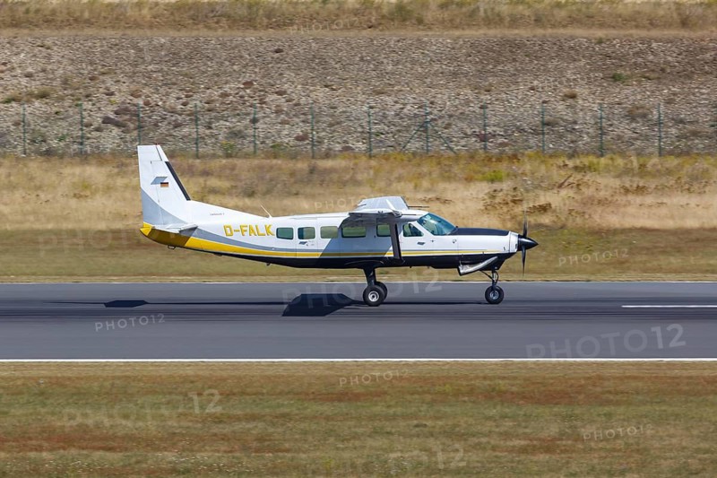 A Cessna 208 Caravan I aircraft of Businesswings with the registration D-FALK at Kassel Calden Airport