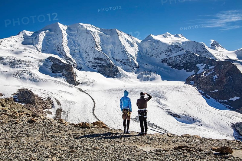 Viewpoint on the Diavolezza with Piz Palue and Persgletscher