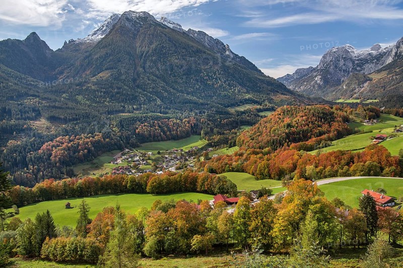Village overview with Hochkalter and Reiteralpe