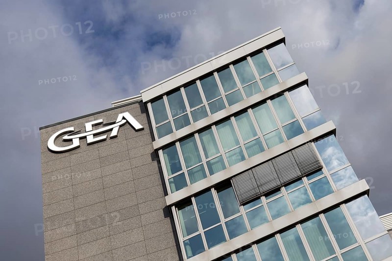 GEA lettering on building