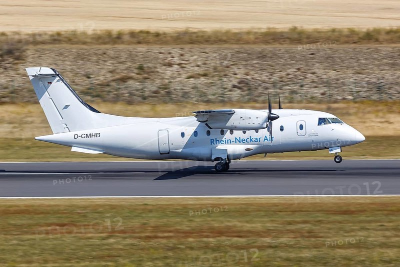 A Fairchild Dornier 328 aircraft of Rhein-Neckar Air with the registration D-CMHB takes off from Kassel Calden Airport