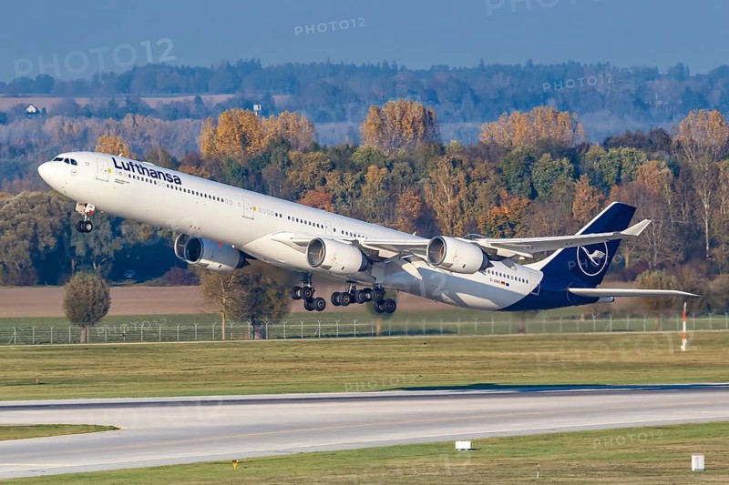 An Airbus A340-600 of Lufthansa with registration D-AIHH at Munich Airport