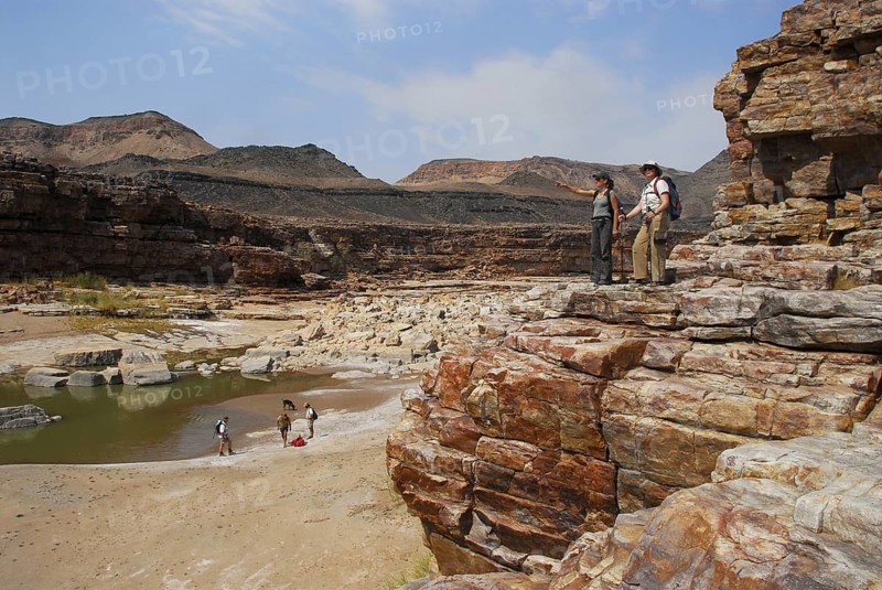 Hikers in the Fish River Canyon, Namibia