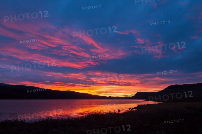 Sunset at sea near Kangerlussuaq