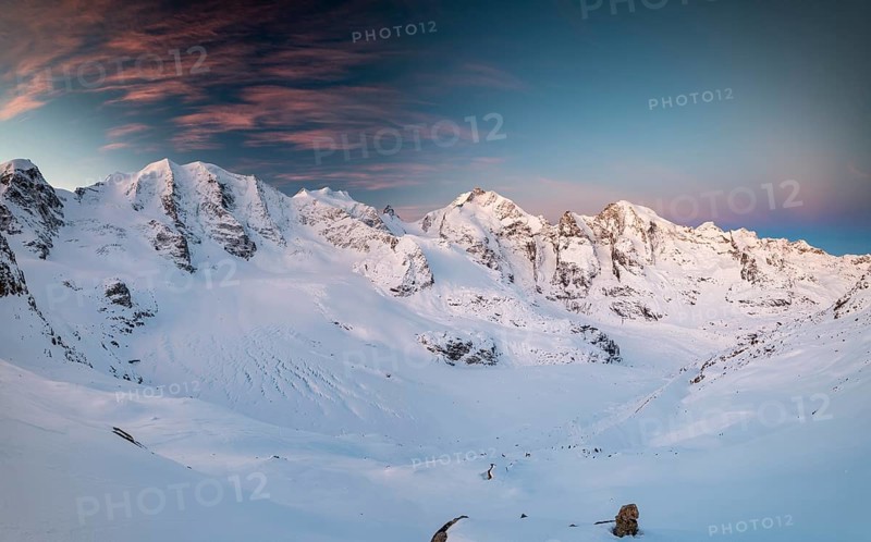 Winter mountain panorama on the Diavolezza in the morning mood