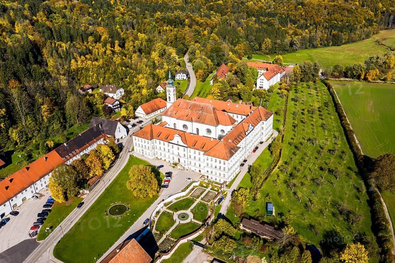 Aerial view Schaeftlarn Monastery