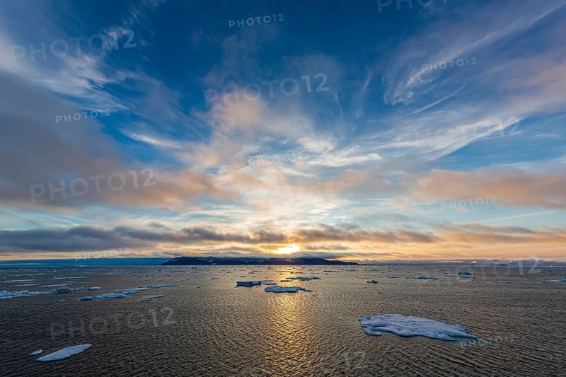 Ice field at sunset