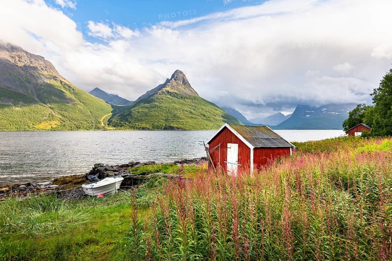 Boat cabins by the fjord