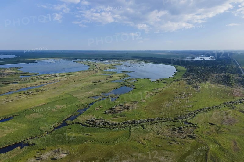 Aerial view on the Danube Biosphere Reserve in Danuble delta