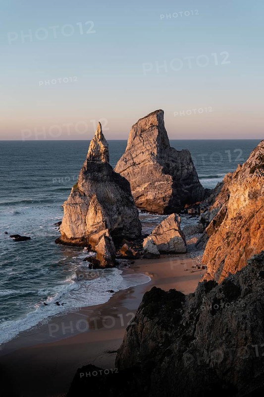 Marked rocks at Praia da Ursa beach