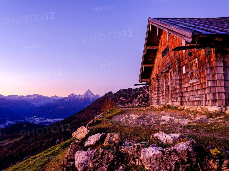 Scheibenkaser alpine hut in the morning light