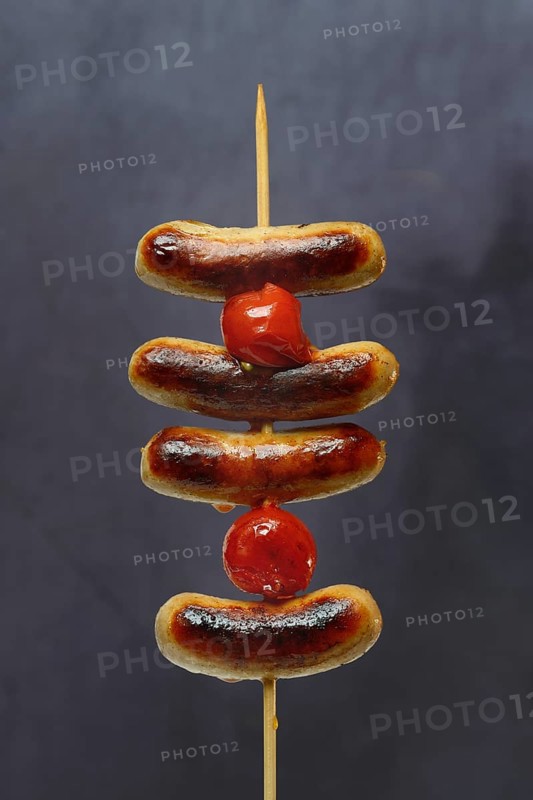 Chipolata sausages on wooden skewers Switzerland